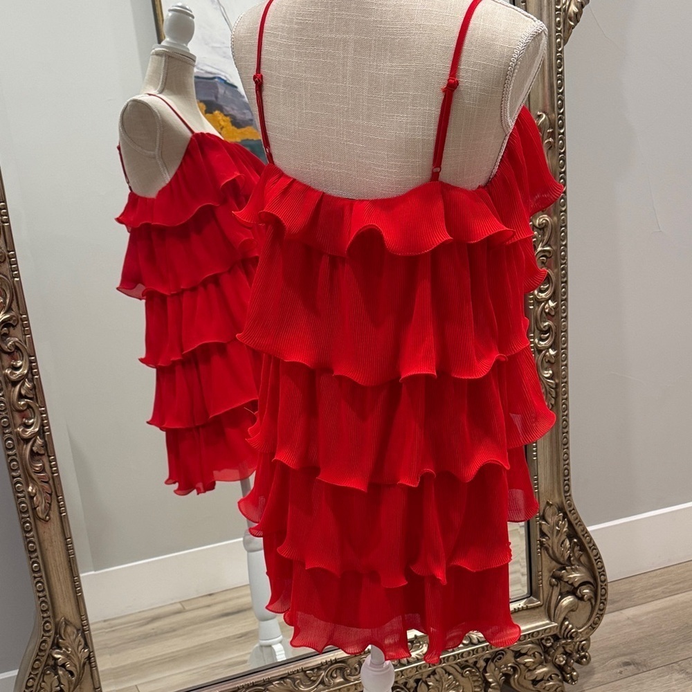Sincerely Jules Red Ruffled Mini Dress - Picture 2 of 5